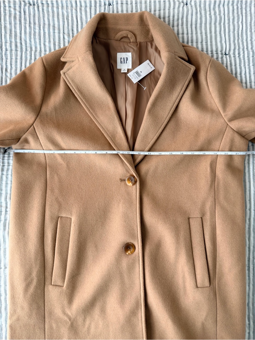 NWT GAP Camel Tailored Coat – Size Medium - Picture 11 of 12